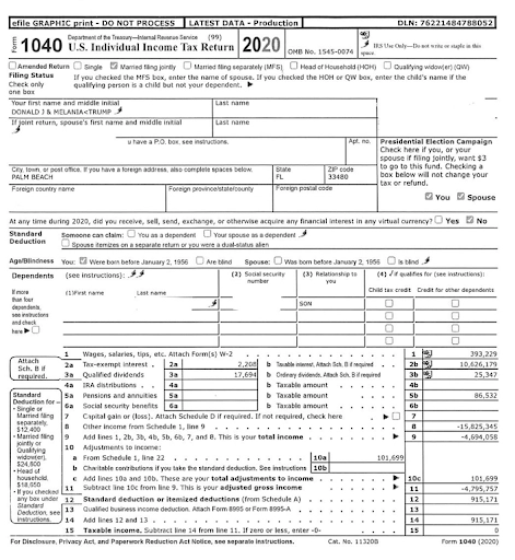 CPA in Houston shares tax form of Mr. Trump