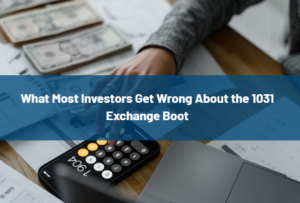 Screenshot 2026-07-20 144039 - Evans Sternau CPA - Evans Sternau CPA Article banner for a finance piece about the 1031 Exchange Boot, showing cash, a calculator, and a laptop with a blue title overlay reading 'What Most Investors Get Wrong About the 1031 Exchange Boot'.